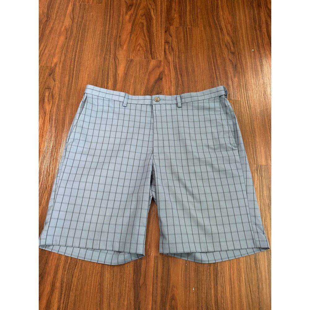 Haggar Cool 18 Pro Men's 40 Shorts Blue Preppy Golf Quick Dry Expandable Waist